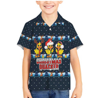 Funny Duck Characters Christmas Quacker Quote Family Matching Mermaid Dress and Hawaiian Shirt with Navy Tree Pattern Design - Wonder Print Shop