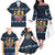 Funny Duck Characters Christmas Quacker Quote Family Matching Off The Shoulder Long Sleeve Dress and Hawaiian Shirt with Navy Tree Pattern Design - Wonder Print Shop