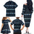 Funny Duck Characters Christmas Quacker Quote Family Matching Off The Shoulder Long Sleeve Dress and Hawaiian Shirt with Navy Tree Pattern Design - Wonder Print Shop