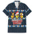 Funny Duck Characters Christmas Quacker Quote Family Matching Off The Shoulder Long Sleeve Dress and Hawaiian Shirt with Navy Tree Pattern Design - Wonder Print Shop