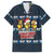 Funny Duck Characters Christmas Quacker Quote Family Matching Short Sleeve Bodycon Dress and Hawaiian Shirt with Navy Tree Pattern Design - Wonder Print Shop