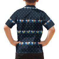 Funny Duck Characters Christmas Quacker Quote Family Matching Summer Maxi Dress and Hawaiian Shirt with Navy Tree Pattern Design - Wonder Print Shop