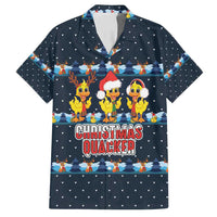 Funny Duck Characters Christmas Quacker Quote Family Matching Summer Maxi Dress and Hawaiian Shirt with Navy Tree Pattern Design - Wonder Print Shop