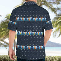 Funny Duck Characters Christmas Quacker Quote Hawaiian Shirt with Navy Tree Pattern Design - Wonder Print Shop