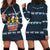 Funny Duck Characters Christmas Quacker Quote Hoodie Dress with Navy Tree Pattern Design - Wonder Print Shop