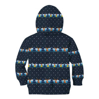 Funny Duck Characters Christmas Quacker Quote Kid Hoodie with Navy Tree Pattern Design - Wonder Print Shop