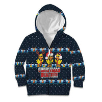 Funny Duck Characters Christmas Quacker Quote Kid Hoodie with Navy Tree Pattern Design - Wonder Print Shop
