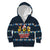 Funny Duck Characters Christmas Quacker Quote Kid Hoodie with Navy Tree Pattern Design - Wonder Print Shop