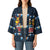 Funny Duck Characters Christmas Quacker Quote Kimono with Navy Tree Pattern Design - Wonder Print Shop
