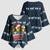 Funny Duck Characters Christmas Quacker Quote Kimono Sleeve Blouse with Navy Tree Pattern Design - Wonder Print Shop