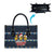 Funny Duck Characters Christmas Quacker Quote Leather Bag with Navy Tree Pattern Design - Wonder Print Shop