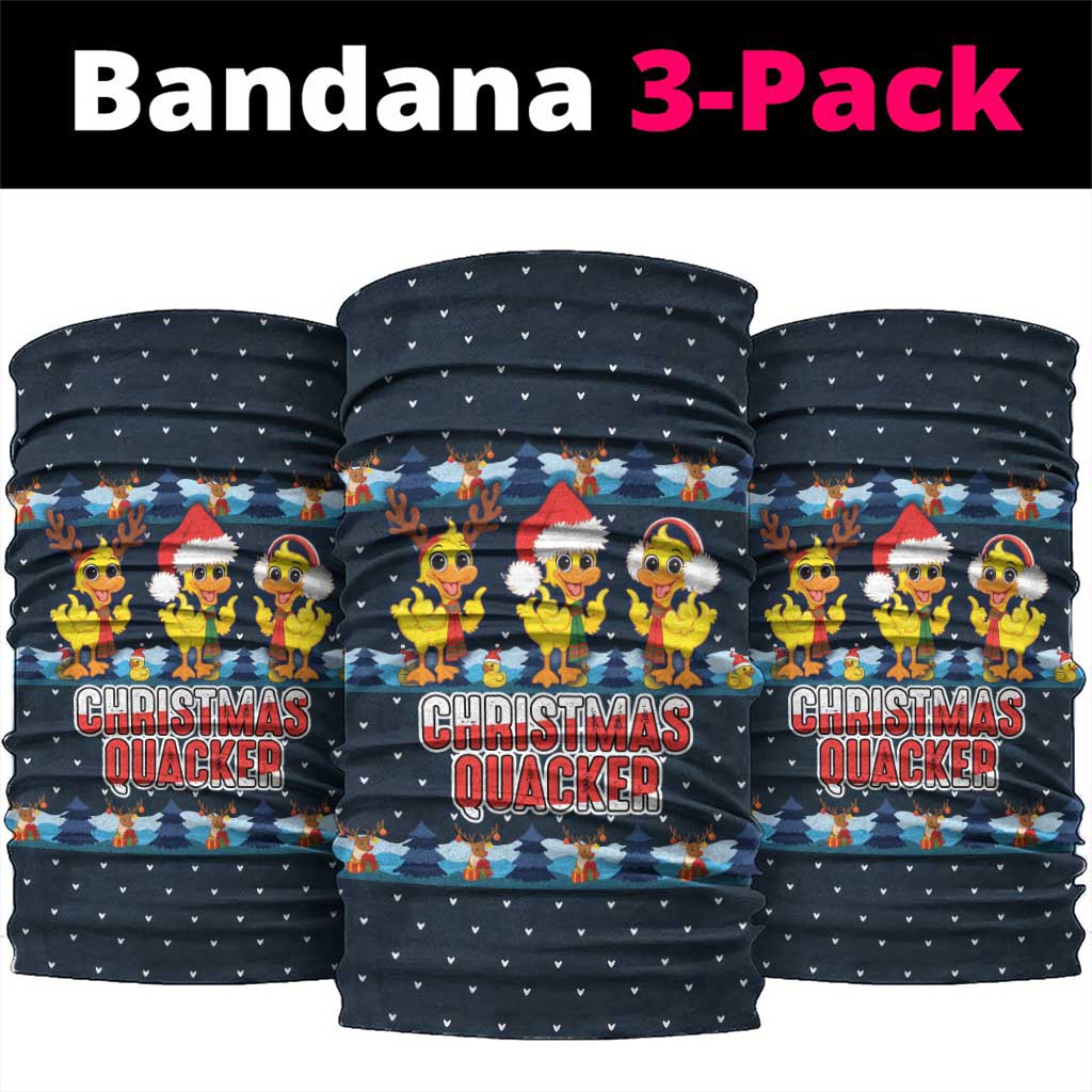 Funny Duck Characters Christmas Quacker Quote Neck Gaiter with Navy Tree Pattern Design - Wonder Print Shop