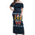 Funny Duck Characters Christmas Quacker Quote Off Shoulder Maxi Dress with Navy Tree Pattern Design - Wonder Print Shop