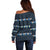 Funny Duck Characters Christmas Quacker Quote Off Shoulder Sweater with Navy Tree Pattern Design - Wonder Print Shop