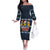 Funny Duck Characters Christmas Quacker Quote Off The Shoulder Long Sleeve Dress with Navy Tree Pattern Design - Wonder Print Shop
