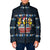 Funny Duck Characters Christmas Quacker Quote Padded Jacket with Navy Tree Pattern Design - Wonder Print Shop