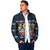 Funny Duck Characters Christmas Quacker Quote Padded Jacket with Navy Tree Pattern Design - Wonder Print Shop