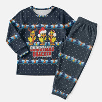 Funny Duck Characters Christmas Quacker Quote Christmas Pajama Set with Navy Tree Pattern Design - Wonder Print Shop