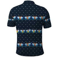 Funny Duck Characters Christmas Quacker Quote Polo Shirt with Navy Tree Pattern Design - Wonder Print Shop