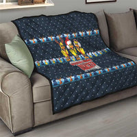 Funny Duck Characters Christmas Quacker Quote Quilt with Navy Tree Pattern Design - Wonder Print Shop