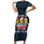 Funny Duck Characters Christmas Quacker Quote Short Sleeve Bodycon Dress with Navy Tree Pattern Design - Wonder Print Shop
