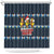 Funny Duck Characters Christmas Quacker Quote Shower Curtain with Navy Tree Pattern Design - Wonder Print Shop