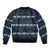 Funny Duck Characters Christmas Quacker Quote Sleeve Zip Bomber Jacket with Navy Tree Pattern Design - Wonder Print Shop
