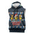 Funny Duck Characters Christmas Quacker Quote Sleeveless Hoodie with Navy Tree Pattern Design - Wonder Print Shop