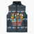 Funny Duck Characters Christmas Quacker Quote Sleeveless Puffer Jacket with Navy Tree Pattern Design - Wonder Print Shop