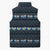 Funny Duck Characters Christmas Quacker Quote Sleeveless Puffer Jacket with Navy Tree Pattern Design - Wonder Print Shop