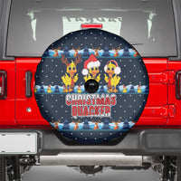Funny Duck Characters Christmas Quacker Quote Spare Tire Cover with Navy Tree Pattern Design - Wonder Print Shop