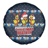 Funny Duck Characters Christmas Quacker Quote Spare Tire Cover with Navy Tree Pattern Design - Wonder Print Shop