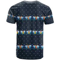 Funny Duck Characters Christmas Quacker Quote T Shirt with Navy Tree Pattern Design - Wonder Print Shop