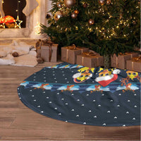 Funny Duck Characters Christmas Quacker Quote Tree Skirt with Navy Tree Pattern Design - Wonder Print Shop