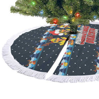 Funny Duck Characters Christmas Quacker Quote Tree Skirt with Navy Tree Pattern Design - Wonder Print Shop