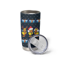 Funny Duck Characters Christmas Quacker Quote Tumbler Cup with Navy Tree Pattern Design - Wonder Print Shop