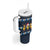 Funny Duck Characters Christmas Quacker Quote Tumbler With Handle with Navy Tree Pattern Design - Wonder Print Shop