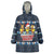 Funny Duck Characters Christmas Quacker Quote Wearable Blanket Hoodie with Navy Tree Pattern Design - Wonder Print Shop