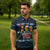 Funny Duck Characters Christmas Quacker Quote Zipper Polo Shirt with Navy Tree Pattern Design - Wonder Print Shop
