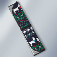 Cute Reindeer in Santa Hat Auto Sun Shade with Red Green Snowflake Knit Pattern Design - Wonder Print Shop