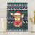 Cute Reindeer in Santa Hat Canvas Wall Art with Red Green Snowflake Knit Pattern Design - Wonder Print Shop