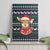 Cute Reindeer in Santa Hat Canvas Wall Art with Red Green Snowflake Knit Pattern Design - Wonder Print Shop