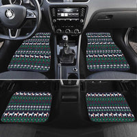 Cute Reindeer in Santa Hat Car Mats with Red Green Snowflake Knit Pattern Design - Wonder Print Shop