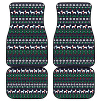 Cute Reindeer in Santa Hat Car Mats with Red Green Snowflake Knit Pattern Design - Wonder Print Shop