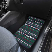 Cute Reindeer in Santa Hat Car Mats with Red Green Snowflake Knit Pattern Design - Wonder Print Shop