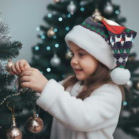 Cute Reindeer in Santa Hat Christmas Santa Hat with Red Green Snowflake Knit Pattern Design - Wonder Print Shop