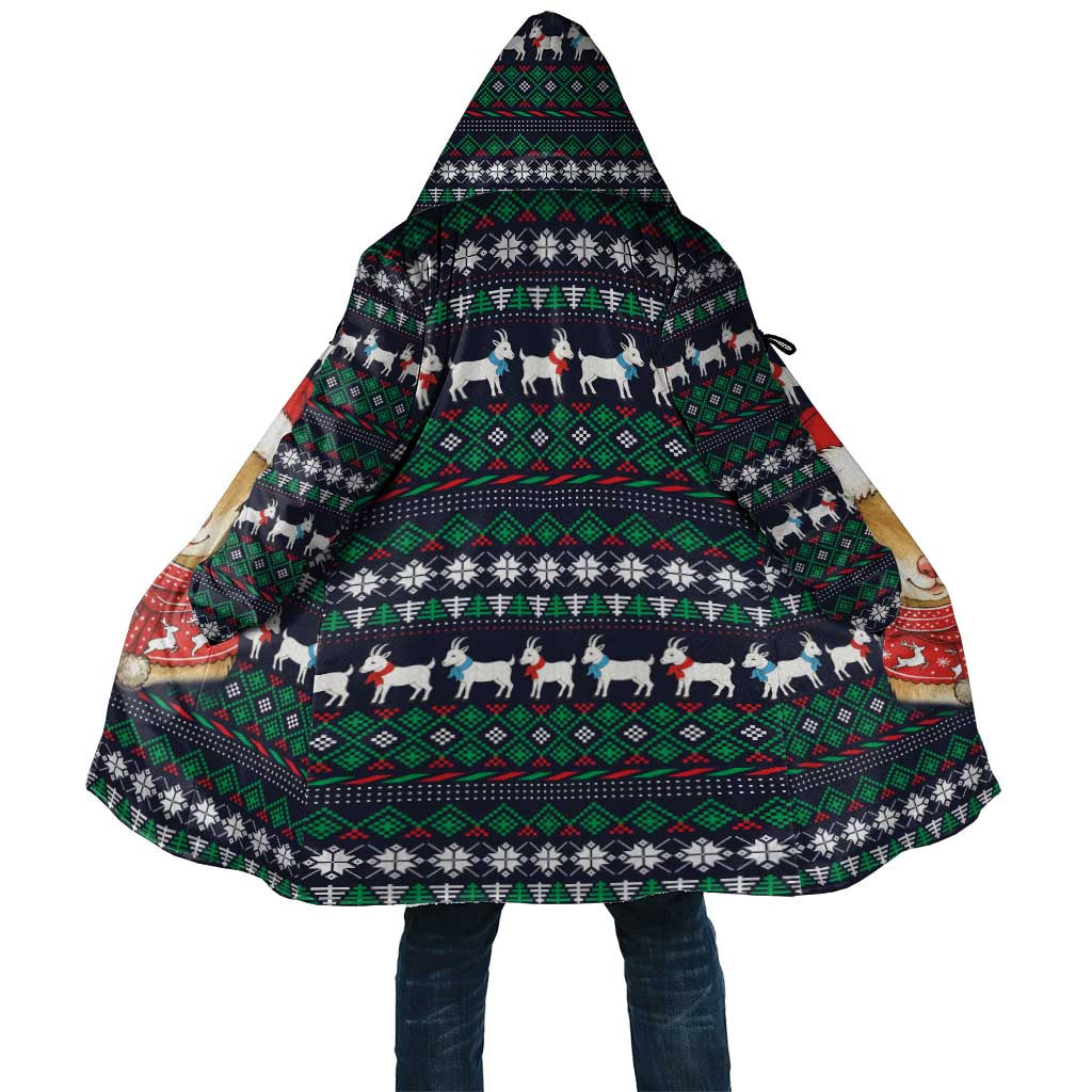 Cute Reindeer in Santa Hat Cloak with Red Green Snowflake Knit Pattern Design - Wonder Print Shop