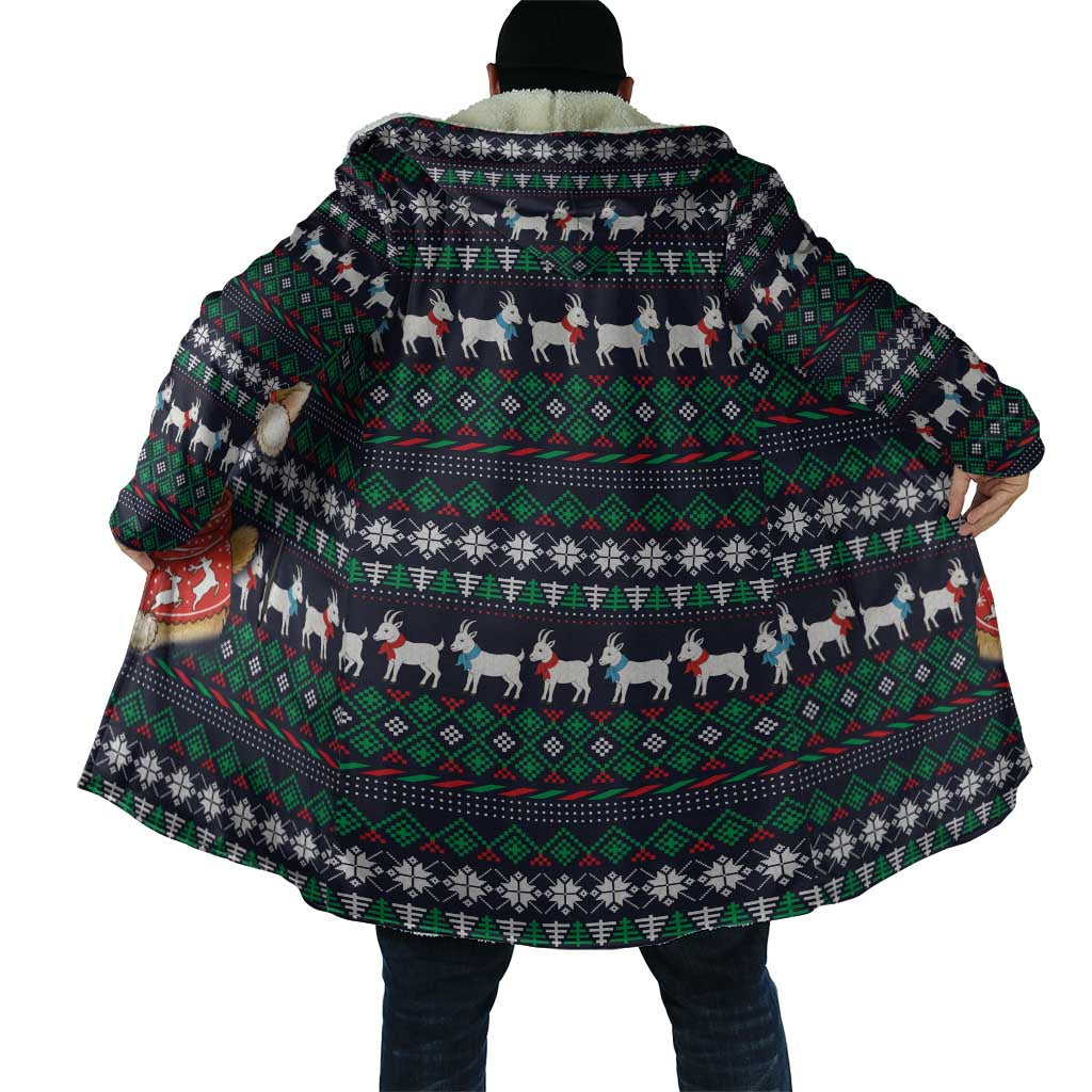 Cute Reindeer in Santa Hat Cloak with Red Green Snowflake Knit Pattern Design - Wonder Print Shop