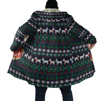 Cute Reindeer in Santa Hat Cloak with Red Green Snowflake Knit Pattern Design - Wonder Print Shop