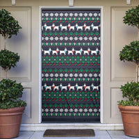 Cute Reindeer in Santa Hat Door Cover with Red Green Snowflake Knit Pattern Design - Wonder Print Shop